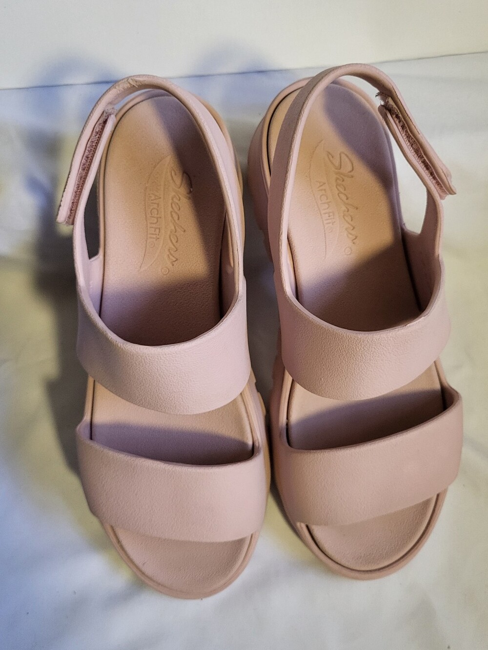 Skechers Arch Fit Pink Rubber Sandals With Velcro Women Size 7